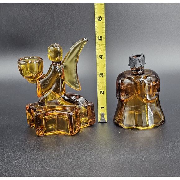 VTG LE Smith Angel Amber Glass Candle Holder Votive - Picture 7 of 9